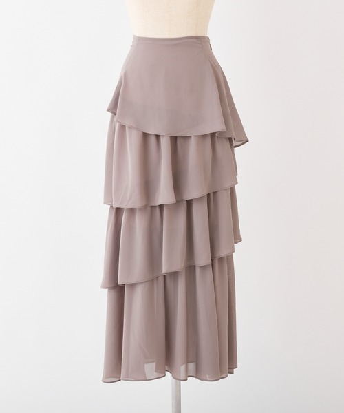 one after another NICE CLAUP（ワンアフターアナザーナイスクラップ）の「スリット入りティアードスカート（スカート・レディース・モカ/サックスブルー/ブラック/ホワイト系その他・FREE）」の15枚目の写真