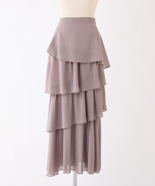 one after another NICE CLAUP（ワンアフターアナザーナイスクラップ）の「スリット入りティアードスカート（スカート・レディース・モカ/サックスブルー/ブラック/ホワイト系その他・FREE）」の22枚目の写真