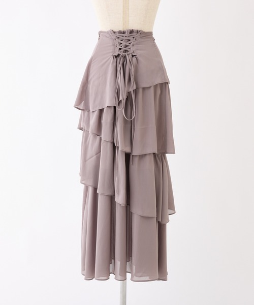 one after another NICE CLAUP（ワンアフターアナザーナイスクラップ）の「スリット入りティアードスカート（スカート・レディース・モカ/サックスブルー/ブラック/ホワイト系その他・FREE）」の20枚目の写真