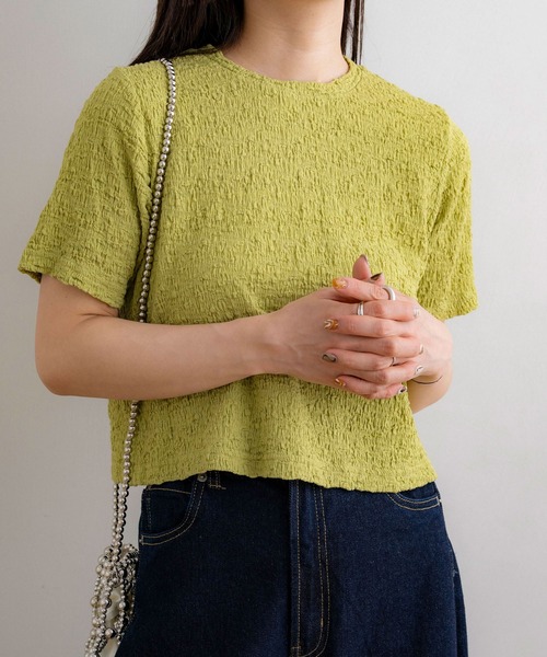 NOAHL(ノアル)の「【NOAHL】クラッシュジャガードT(Tシャツ/カットソー・レディース・ブラック/ベージュ/グリーン系/アイボリー/ブラウン・L/M)」の5枚目の写真