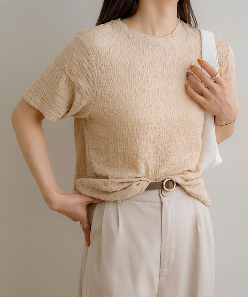 NOAHL(ノアル)の「【NOAHL】クラッシュジャガードT(Tシャツ/カットソー・レディース・ブラック/ベージュ/グリーン系/アイボリー/ブラウン・L/M)」の4枚目の写真