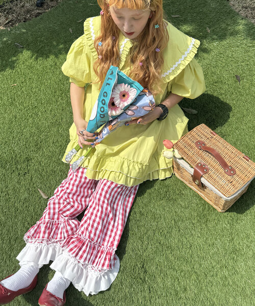 ダブルクローゼット　あみこ企画　ふりふりギンガムチェックパンツ w closet（ダブルクローゼット）の「【あみこ企画】ふりふり