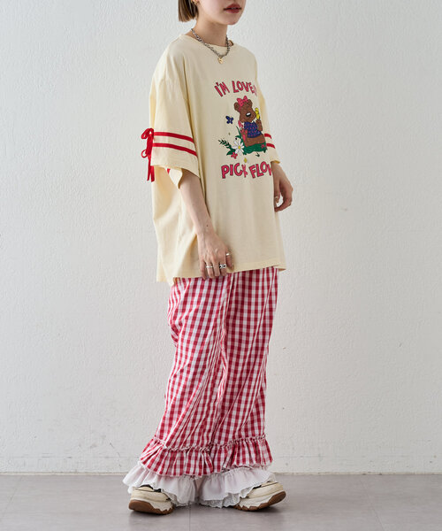 w closet(ダブルクローゼット)の「【あみこ企画】ふりふりギンガムチェックパンツ(その他パンツ・レディース・レッド/グリーン・0/1)」の13枚目の写真