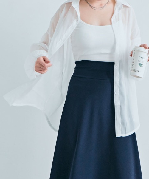 kirakiraShop(キラキラショップ)の「ボリューム スリーブ シアーシャツ(シャツ/ブラウス・レディース・ホワイト/ピンク/ピンク系/グリーン/チャコール/ブラック/アイボリー・FREE)」の9枚目の写真