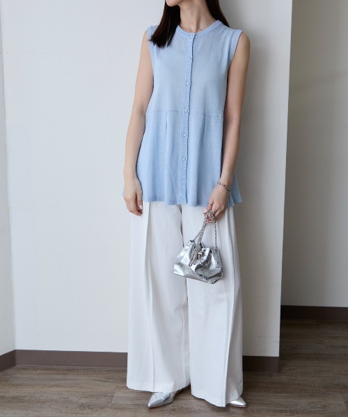 TRIANGLE PALETTE（トライアングルパレット）の「ペプラム ラメニット ベスト/ジレ（ベスト・レディース・ブラック/ライトブルー/グレイッシュベージュ・FREE）」の15枚目の写真