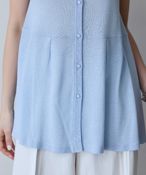 TRIANGLE PALETTE（トライアングルパレット）の「ペプラム ラメニット ベスト/ジレ（ベスト・レディース・ブラック/ライトブルー/グレイッシュベージュ・FREE）」の13枚目の写真