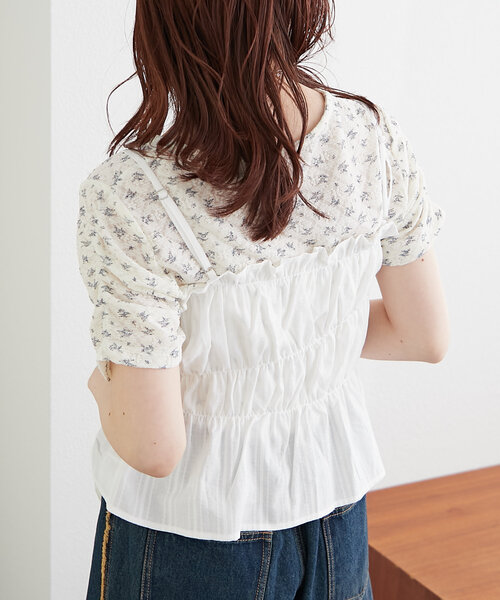 w closet（ダブルクローゼット）の「コットンギャザーキャミ（キャミソール・レディース・オフホワイト/ブラック/イエロー・FREE）」の8枚目の写真