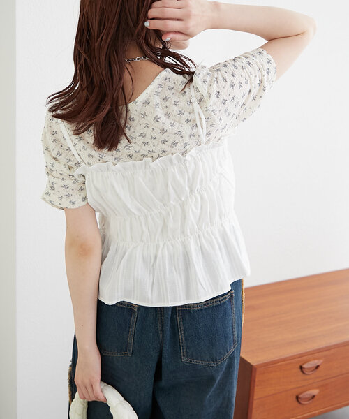 w closet（ダブルクローゼット）の「コットンギャザーキャミ（キャミソール・レディース・オフホワイト/ブラック/イエロー・FREE）」の4枚目の写真