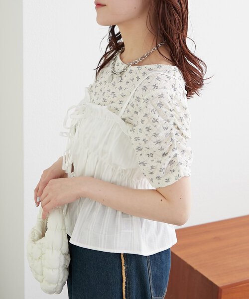 w closet（ダブルクローゼット）の「コットンギャザーキャミ（キャミソール・レディース・オフホワイト/ブラック/イエロー・FREE）」の5枚目の写真