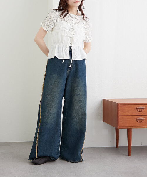 w closet（ダブルクローゼット）の「コットンギャザーキャミ（キャミソール・レディース・オフホワイト/ブラック/イエロー・FREE）」の11枚目の写真