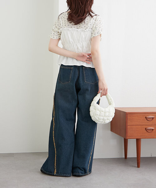 w closet（ダブルクローゼット）の「コットンギャザーキャミ（キャミソール・レディース・オフホワイト/ブラック/イエロー・FREE）」の13枚目の写真