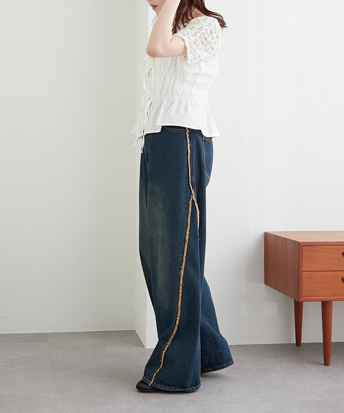 w closet（ダブルクローゼット）の「コットンギャザーキャミ（キャミソール・レディース・オフホワイト/ブラック/イエロー・FREE）」の15枚目の写真