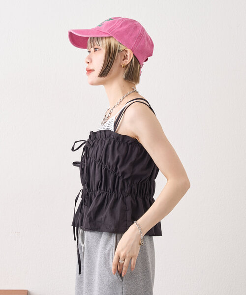 w closet（ダブルクローゼット）の「コットンギャザーキャミ（キャミソール・レディース・オフホワイト/ブラック/イエロー・FREE）」の19枚目の写真