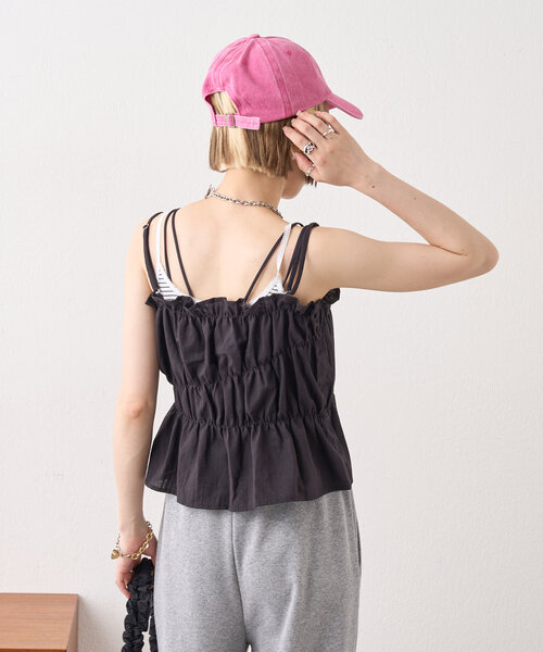 w closet（ダブルクローゼット）の「コットンギャザーキャミ（キャミソール・レディース・オフホワイト/ブラック/イエロー・FREE）」の20枚目の写真