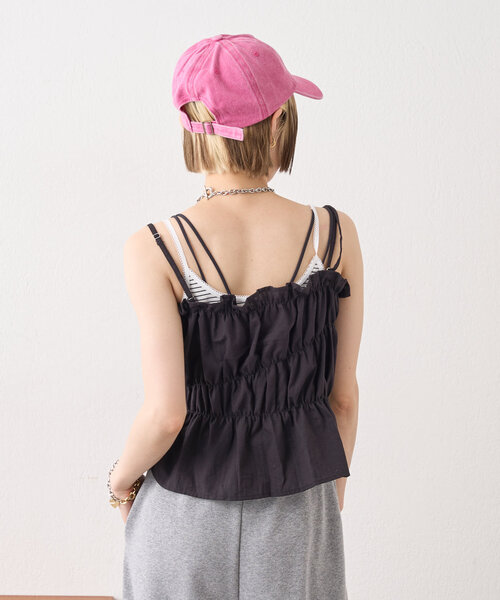 w closet（ダブルクローゼット）の「コットンギャザーキャミ（キャミソール・レディース・オフホワイト/ブラック/イエロー・FREE）」の21枚目の写真