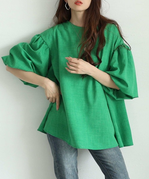 Sawa a la mode（サワアラモード）の「バルーンスリーブフレアチュニック（チュニック・レディース・ブルー/ブラック/ホワイト/グリーン/レッド/イエロー・FREE）」の4枚目の写真
