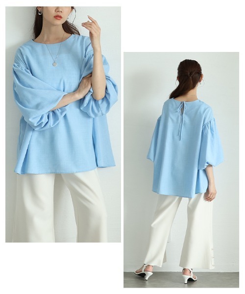 Sawa a la mode（サワアラモード）の「バルーンスリーブフレアチュニック（チュニック・レディース・ブルー/ブラック/ホワイト/グリーン/レッド/イエロー・FREE）」の10枚目の写真