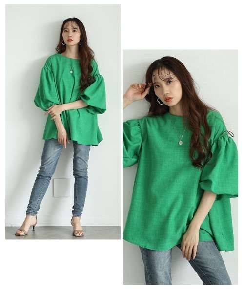 Sawa a la mode（サワアラモード）の「バルーンスリーブフレアチュニック（チュニック・レディース・ブルー/ブラック/ホワイト/グリーン/レッド/イエロー・FREE）」の16枚目の写真