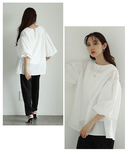 Sawa a la mode（サワアラモード）の「バルーンスリーブフレアチュニック（チュニック・レディース・ブルー/ブラック/ホワイト/グリーン/レッド/イエロー・FREE）」の18枚目の写真