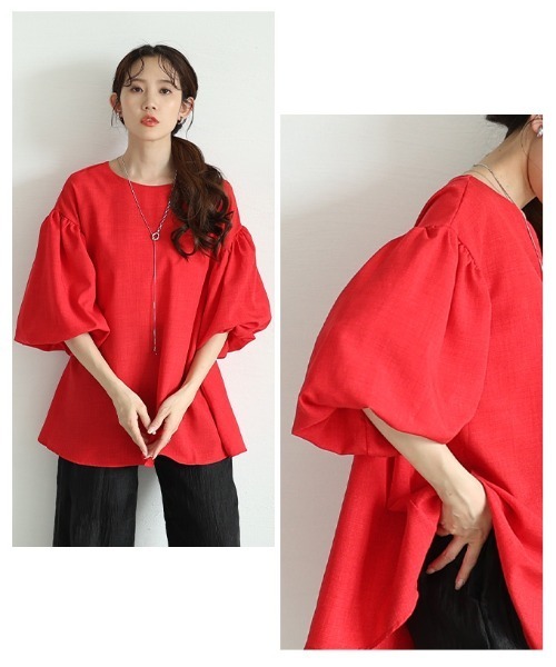 Sawa a la mode（サワアラモード）の「バルーンスリーブフレアチュニック（チュニック・レディース・ブルー/ブラック/ホワイト/グリーン/レッド/イエロー・FREE）」の21枚目の写真