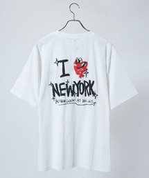 JOHN'S CLOSET（ジョンズクローゼット）の「【13】手書きイラスト プリント 半袖Tシャツ I LOVE NY/星条旗（Tシャツ/カットソー）」