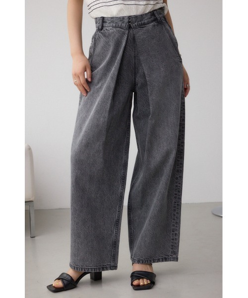 AZUL by moussy（アズールバイマウジー）の「【サイズ,身長別画像あり】AZUL DENIM フロントタックワイドデニム（デニムパンツ・レディース・ブルー/ライトブラック・SMALL/MEDIUM）」の3枚目の写真