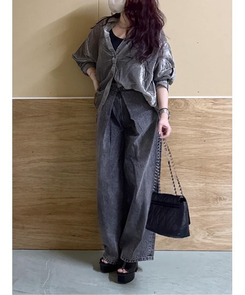 AZUL by moussy（アズールバイマウジー）の「【サイズ,身長別画像あり】AZUL DENIM フロントタックワイドデニム（デニムパンツ・レディース・ブルー/ライトブラック・SMALL/MEDIUM）」の19枚目の写真