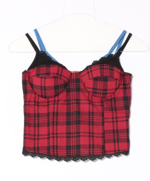 y2k❤️ 00s MA＊RS 当時物 チェック デカリボン レース キャミソール y2k❤️ 00s MA＊RS 当時物 チェック デカリボン レース