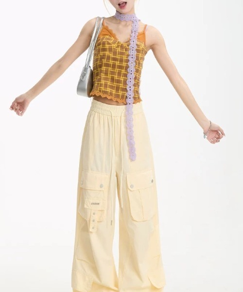 y2k❤️ 00s MA＊RS 当時物 チェック デカリボン レース キャミソール