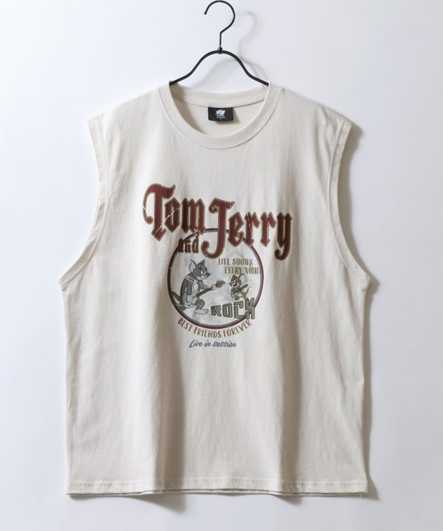 Tom＆Jerry（トムアンドジェリー）の「Tom＆Jerry/トムとジェリー オーバーサイズ ヴィンテージライク ロックプリント ノースリーブシャツ（タンクトップ・レディース・ブラック系その他/ホワイト系その他2/ブラック系その他2/ホワイト系その他・M/L/LL）」の5枚目の写真