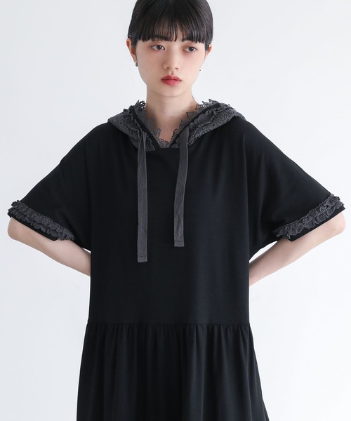 somari imagination(ソマリ イマジネーション)の「レースフード半袖カットワンピース(ワンピース・レディース・ライトグリーン/ブラック・2/1)」の15枚目の写真