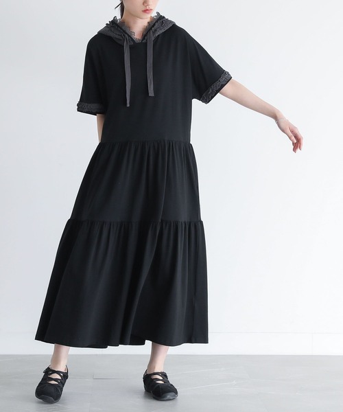 somari imagination(ソマリ イマジネーション)の「レースフード半袖カットワンピース(ワンピース・レディース・ライトグリーン/ブラック・2/1)」の13枚目の写真