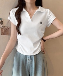 Vネックポロシャツ レディースTシャツ夏半袖半袖