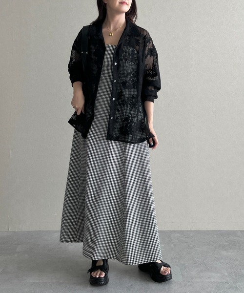 mysty woman（ミスティウーマン）の「【セットアップ着用可】総レースシャツLS 574337（シャツ/ブラウス・レディース・オフホワイト/ブラック・FREE）」の20枚目の写真