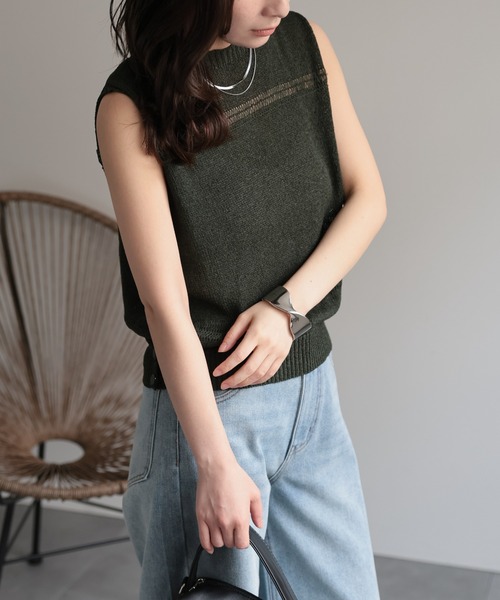 【1度着用のみ美品】 AP STUDIO アパルトモン ニットベスト セール】バックオープンノースリニットベスト（ベスト）｜ap