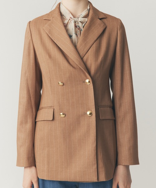 セール】ダブルブレストストライプジャケット（テーラードジャケット