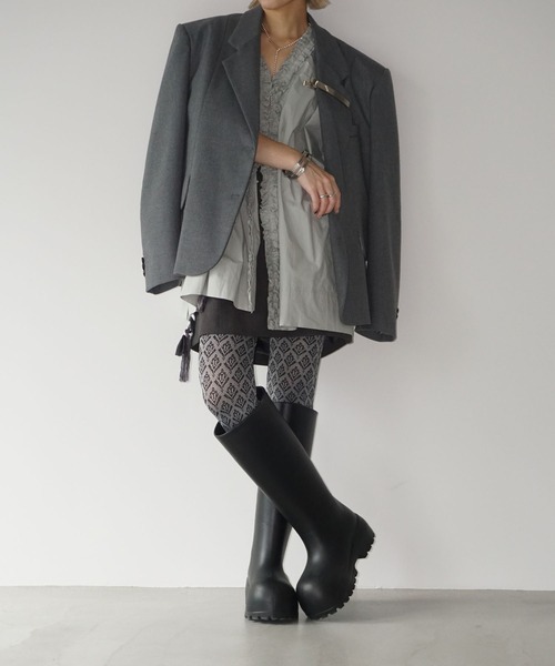 chuclla（チュクラ）の「ワイドショルダー シングルテーラード chw25a020（テーラードジャケット・レディース・ベージュ/グレー・S/M）」の3枚目の写真