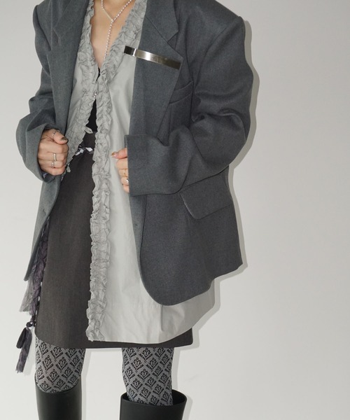 chuclla（チュクラ）の「ワイドショルダー シングルテーラード chw25a020（テーラードジャケット・レディース・ベージュ/グレー・S/M）」の4枚目の写真