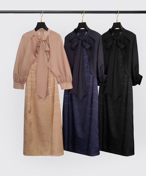 2wayサテンボレロ付きパーティードレス（ドレス）｜DRESS PLUS