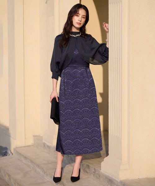 DRESS PLUS(ドレスプラス)の「2wayサテンボレロ付きパーティードレス(ドレス・レディース・ブラック/ネイビー/ダークベージュ・S/M/L/XL/XXL)」の4枚目の写真