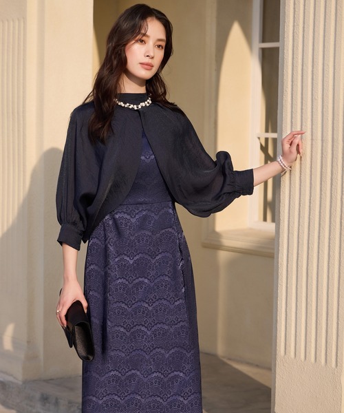 ボレロ2着付き！パーティードレス セール】2wayサテンボレロ付きパーティードレス（ドレス）｜DRESS PLUS