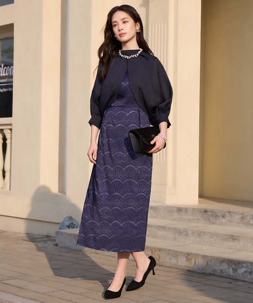 DRESS PLUS(ドレスプラス)の「2wayサテンボレロ付きパーティードレス(ドレス・レディース・ブラック/ネイビー/ダークベージュ・S/M/L/XL/XXL)」の6枚目の写真