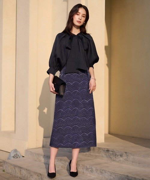 DRESS PLUS(ドレスプラス)の「2wayサテンボレロ付きパーティードレス(ドレス・レディース・ブラック/ネイビー/ダークベージュ・S/M/L/XL/XXL)」の8枚目の写真