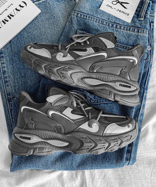 shoes365（シューズスリーシックスファイヴ）の「【SHOES 365】厚底ダッドスニーカー（スニーカー・メンズ・ダークグレー/ホワイト・25.5cm/26.0cm/25.0cm/26.5cm/27.0cm）」の8枚目の写真