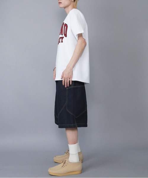SPINNS（スピンズ）の「ゆったりシルエット！バルーンデニムハーフパンツ/チェック/ユニセックス（デニムパンツ・メンズ・ネイビー系/ブラック×レッド・L/M）」の11枚目の写真