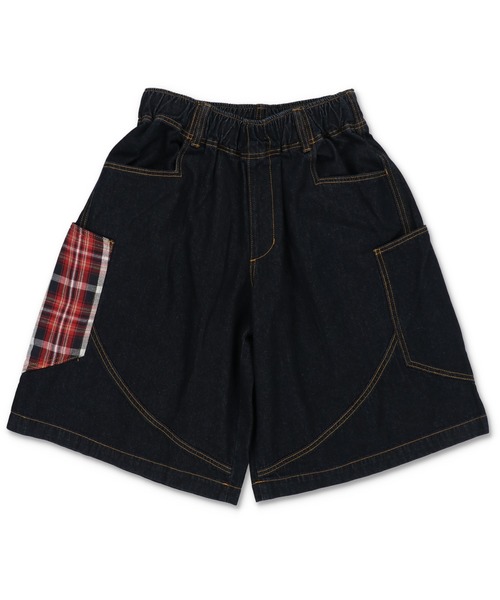 セール】バルーンデニムハーフパンツ/チェック（デニムパンツ