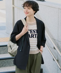 studio CLIP | リネンライクハーフスリーブジャケット(テーラードジャケット)