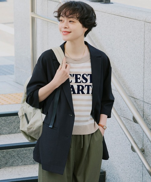 リネンハーフスリーブジャケット リネンクロスハーフスリーブジャケット | AND ON JIONE STORE