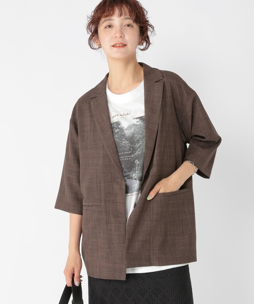 studio CLIP（スタディオクリップ）の「リネンライクハーフスリーブジャケット（テーラードジャケット・レディース・ライトベージュ/ブラック/ブラウン・FREE）」の17枚目の写真