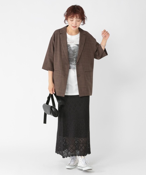 studio CLIP（スタディオクリップ）の「リネンライクハーフスリーブジャケット（テーラードジャケット・レディース・ライトベージュ/ブラック/ブラウン・FREE）」の18枚目の写真